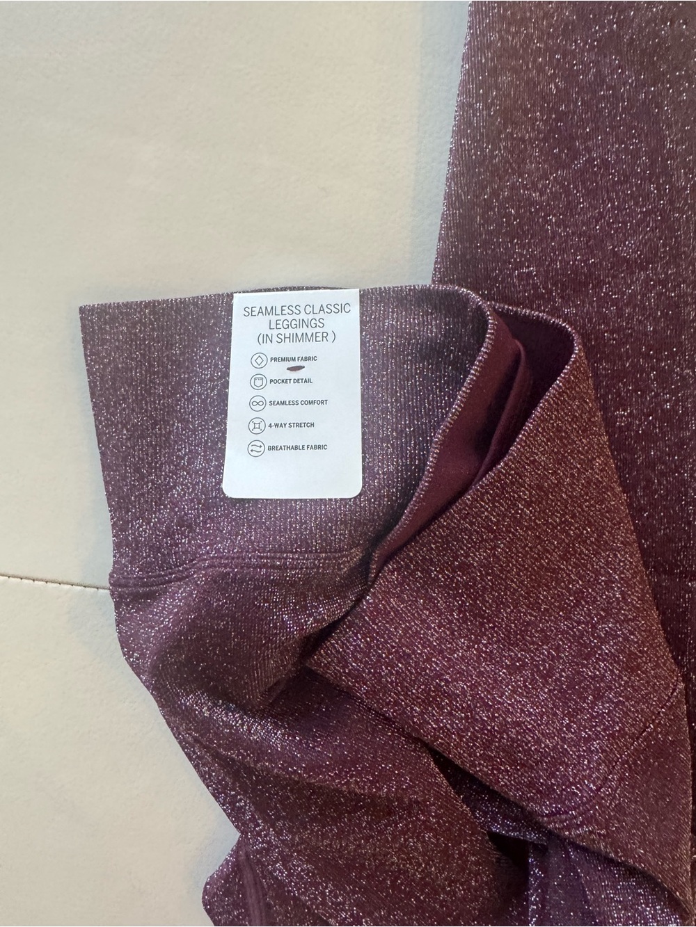 PINK Victoria's Secret Sparkle Leggings in Purple and Black - Picture 2 of 3